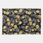 Black and gold leaves. Pattern Theedoek (Horizontaal)