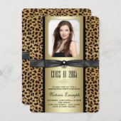 Black and Gold Leopard Afstuderen aangekondigd Kaart (Voorkant / Achterkant)