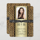 Black and Gold Leopard Afstuderen aangekondigd Kaart (Voorkant / Achterkant)