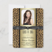 Black and Gold Leopard Afstuderen aangekondigd Kaart (Voorkant)