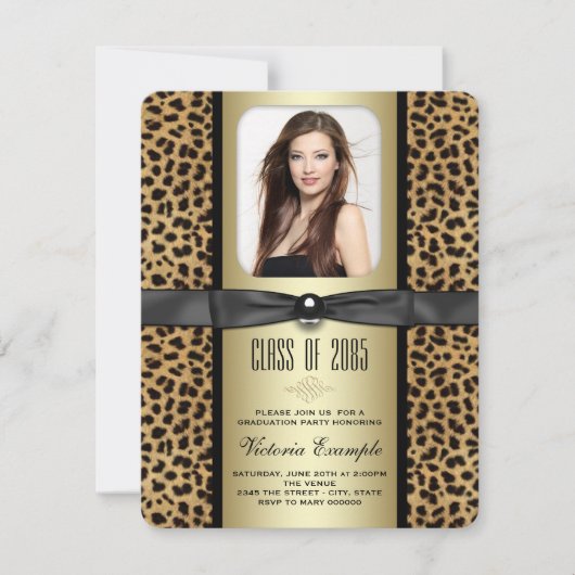 Black and Gold Leopard Afstuderen aangekondigd Kaart (Voorkant)