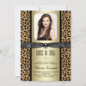 Black and Gold Leopard Afstuderen aangekondigd Kaart (Voorkant)