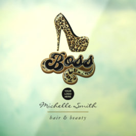 Black and Gold Leopard Boss Lady Raamsticker