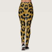 Black and Gold Leopard Print Safari Pattern Leggings (Achterkant)