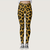 Black and Gold Leopard Print Safari Pattern Leggings (Voorkant)