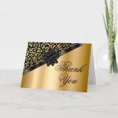 Black and Gold Leopard Shimmer Black Bow Gift Bedankkaart (Voorkant)