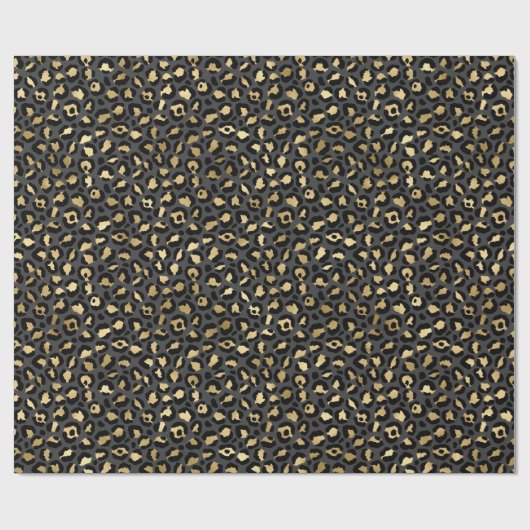 Black and Gold Leopard Spot Pattern Cadeaupapier (Vlak)