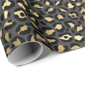 Black and Gold Leopard Spot Pattern Cadeaupapier (Rol Hoek)