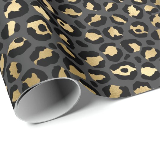 Black and Gold Leopard Spot Pattern Cadeaupapier (Rol Hoek)