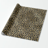 Black and Gold Leopard Spot Pattern Cadeaupapier (Uitgerold)