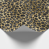 Black and Gold Leopard Spot Pattern Cadeaupapier (Hoek)