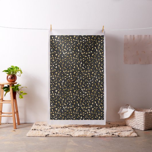 Black and Gold Leopard Spot Pattern Stof (Voorbeeld)