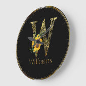 Black and Gold Letter W Sunflower  Grote Klok (Hoek)