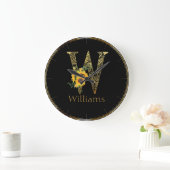 Black and Gold Letter W Sunflower  Grote Klok (Huis)