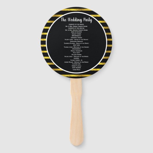 Black and Gold Lijst Wedding Program Fan Handwaaier