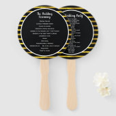 Black and Gold Lijst Wedding Program Fan Handwaaier (Voorkant en achterkant)