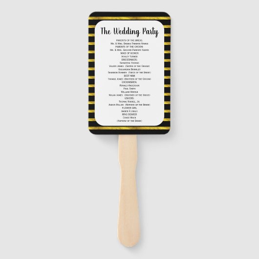 Black and Gold Lijst Wedding Program Fan Handwaaier (Achterkant)