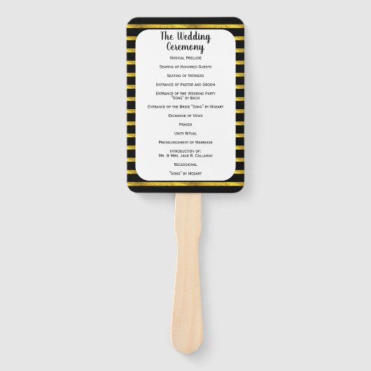 Black and Gold Lijst Wedding Program Fan Handwaaier