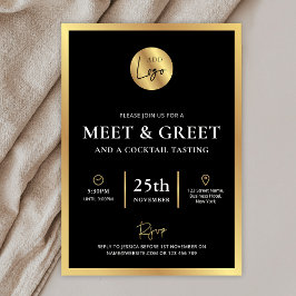 Black and Gold Logo Business Meet & Greet Event Kaart
