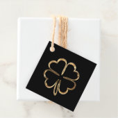 Black and Gold Lucky Four Leaf Clover Bedankjes Labels (In situ)