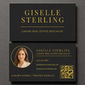 Black and Gold Luxury Real Estate Agent QR Code Visitekaartje