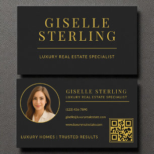 Black and Gold Luxury Real Estate Agent QR Code Visitekaartje