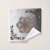 Black and Gold Mandala Floral Art Bad Handdoek (Wasdoekje)
