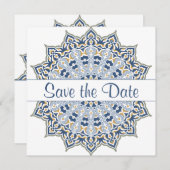 Black and Gold Mandala Save the Date Invitation Kaart (Voorkant / Achterkant)