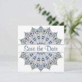 Black and Gold Mandala Save the Date Invitation Kaart (Staand voorkant)