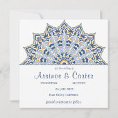 Black and Gold Mandala Save the Date Invitation Kaart (Achterkant)