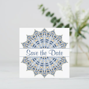 Black and Gold Mandala Save the Date Invitation Kaart