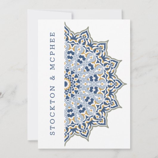 Black and Gold Mandala Wedding Save the Date (Achterkant)