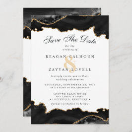Black and Gold Marble Agate Modern Save the Date