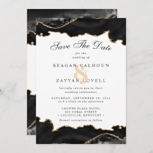 Black and Gold Marble Agate Modern Save the Date