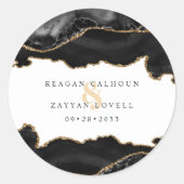Black and Gold Marble Agate Modern Wedding Ronde Sticker (Voorkant)