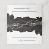 Black and Gold Marble Agate Wedding Plaatskaartje (Buitenkant ongevouwen)
