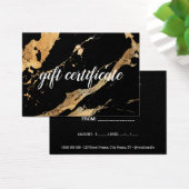 Black and Gold Marble Business Cadeaubon Visitekaartje (Bureau)