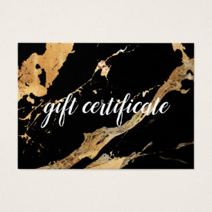 Black and Gold Marble Business Cadeaubon Visitekaartje