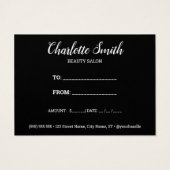 Black and Gold Marble Business Cadeaubon Visitekaartje (Achterkant)