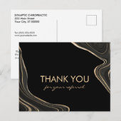 Black and Gold Marble Hartelijk dank voor uw verwi Briefkaart (Voorkant / Achterkant)