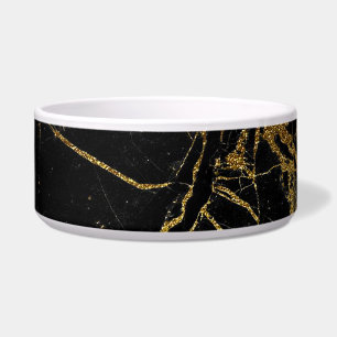 Black and Gold Marble Pet Bowl Voerbakje