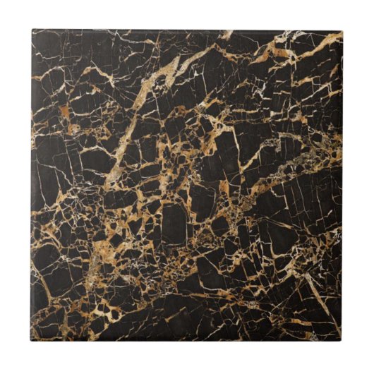 Black and Gold Marble Tile Tegeltje (Voorkant)