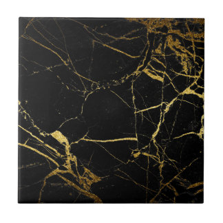 Black and Gold Marble Tile Tegeltje