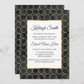 Black and Gold Marble Trunk Party Invite Kaart (Voorkant / Achterkant)