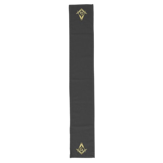 Black and Gold Masonic Table Runners | Freemason Lange Tafelloper (Voorkant)