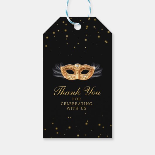 Black and Gold Masquerade Cadeaulabel (Voorkant)