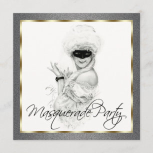 Black and Gold Masquerade Uitnodigingen voor feest