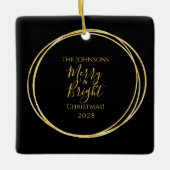 Black and Gold Merry and Bright Keramisch Ornament (Voorkant)