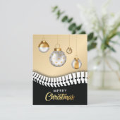 Black and Gold Merry-kerstavond Feestdagenkaart (Staand voorkant)