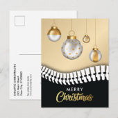 Black and Gold Merry-kerstavond Feestdagenkaart (Voorkant / Achterkant)
